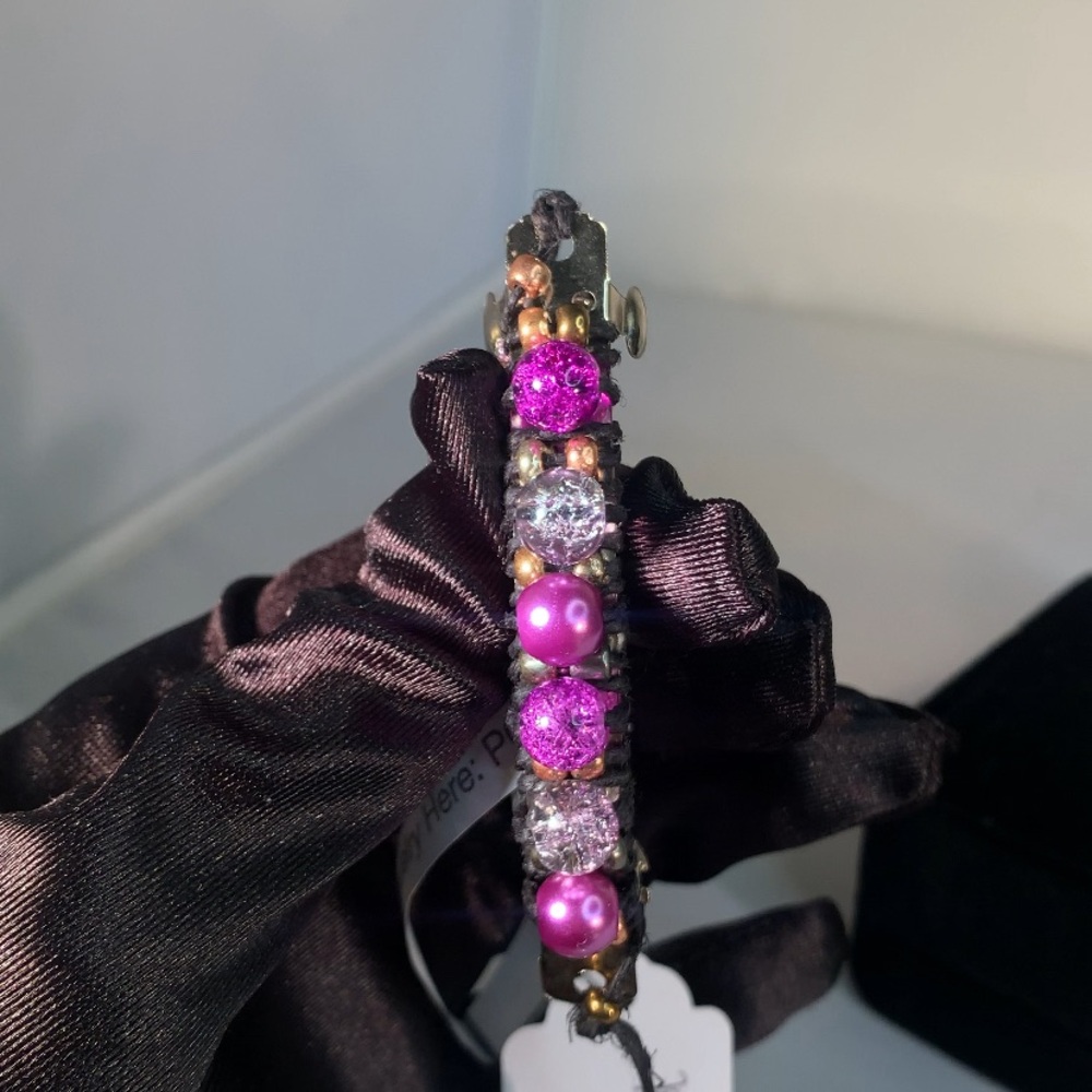MOON ORCHID — Handcrafted Glass Beaded Purple Hair Barrette with Tassels
